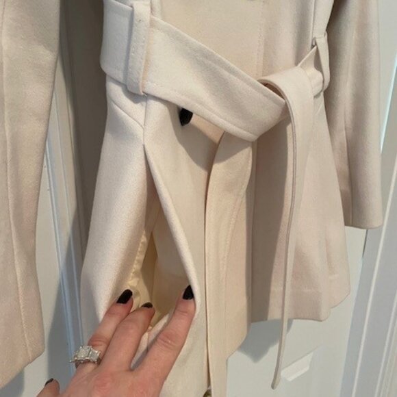 Via Spiga Winter White Peplum Belted Wool Coat – Sz 2 - Picture 5 of 15